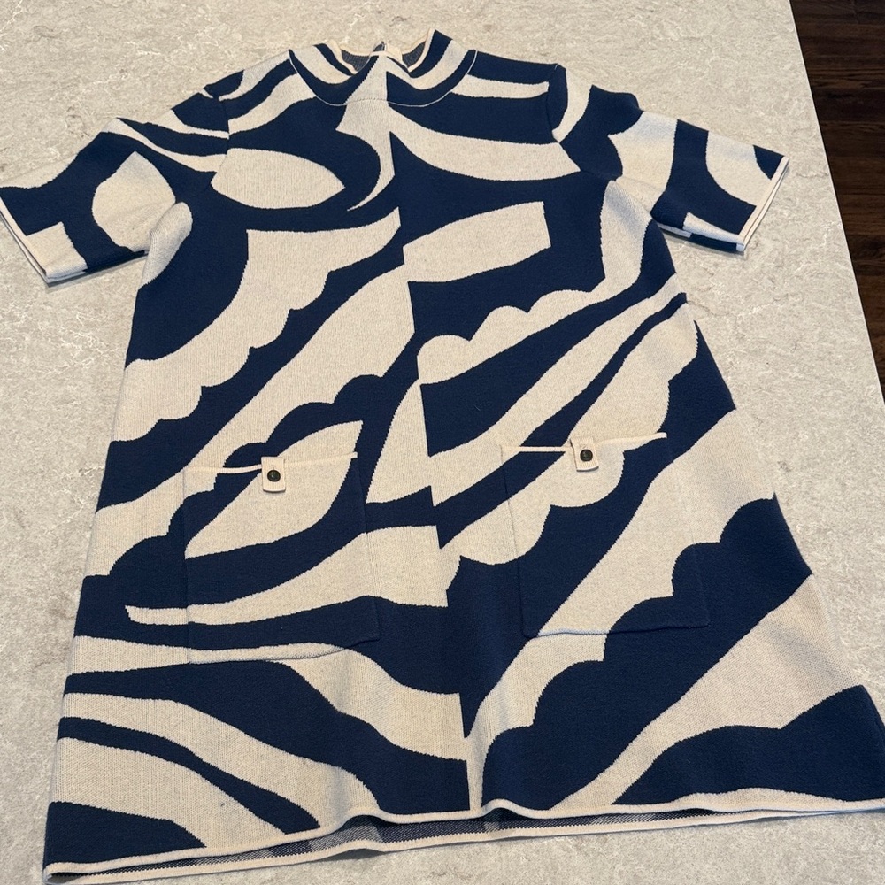 Anthropologie Maeve Striped Blue and Beige Dress